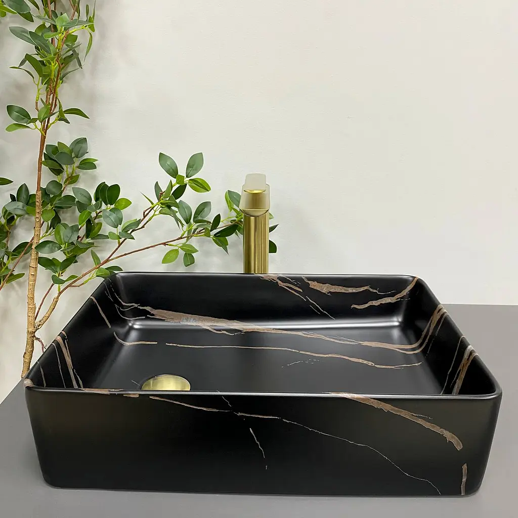 Умивальник VBI Velletri black stone matt накладний VBI-015902, Чорний матовий - фото 3