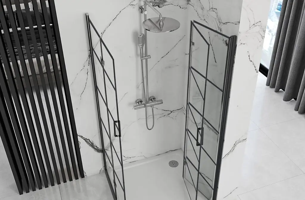 Душова кабіна Rea Molier 2 80x80 black REA-K8537 + REA-K8537, Чорний матовий, Універсальна, прозрачний, Чорний матовий - фото 3