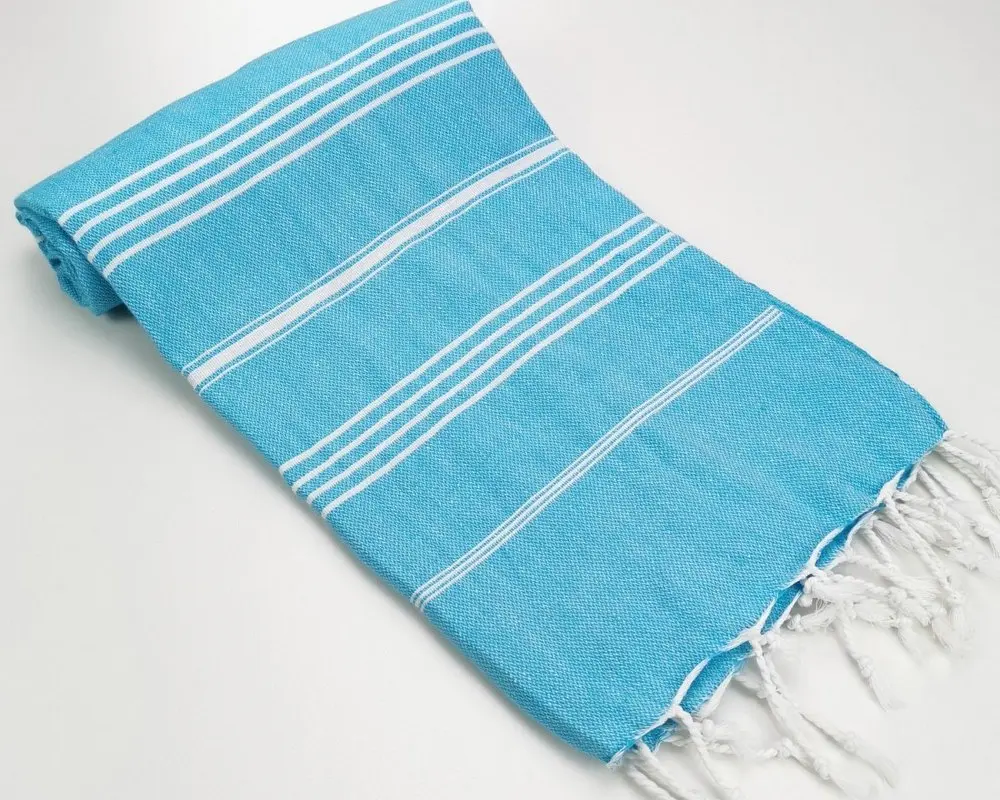 Рушник пештемаль Turkey Towel 100х180 см легкий великий для пляжу басейну бані сауни підстилка на дачу пікнік природу відпустку море Organik яскраво-блакитний - фото 4