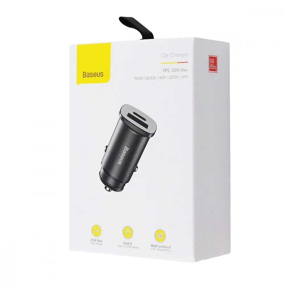 АЗП Baseus Square Metal 30W (Type-C + USB) - фото 2
