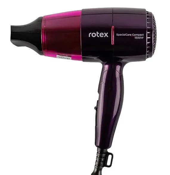 Складаний міні фен Rotex RFF157-V SpecialCare Compact дорожній для сушіння укладання компактний електрофен 1500 Вт Фіолетовий - фото 3