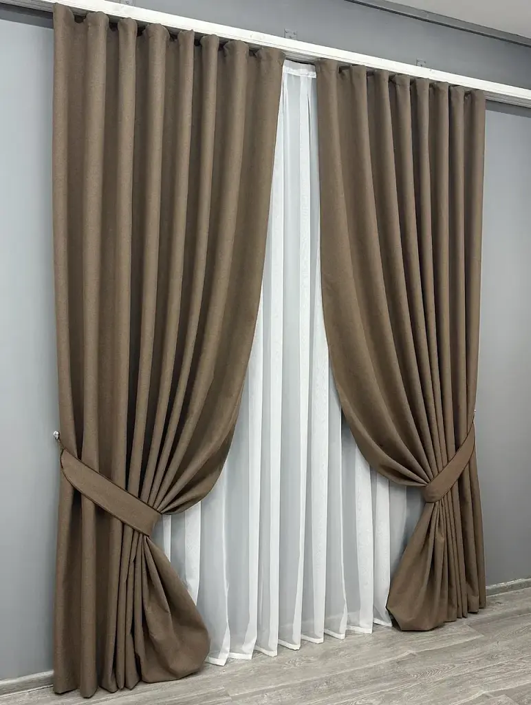 Комплект штор VR-Textil Ashen Night блекаут 2 шт 150x290 см коричневий (1854ш) - фото 3