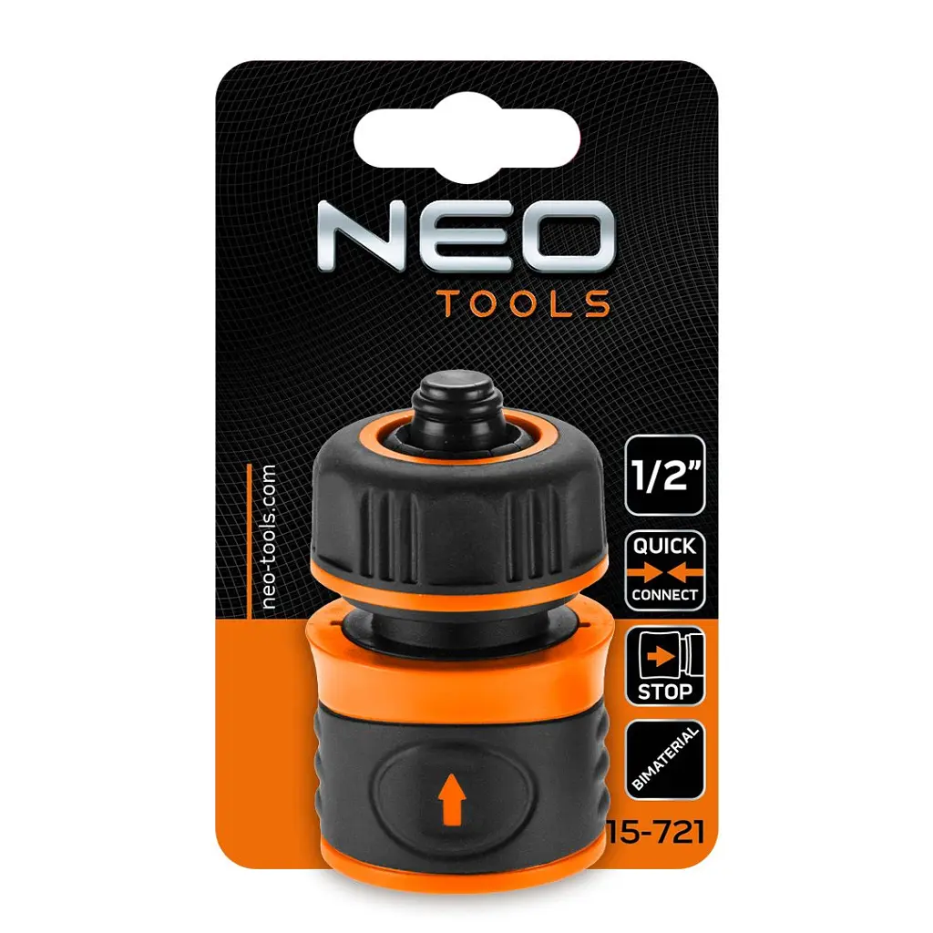 Конектор для шланга Neo Tools для шланга 1/2", з аквастопом, двокомпонентний (15-721) - фото 7