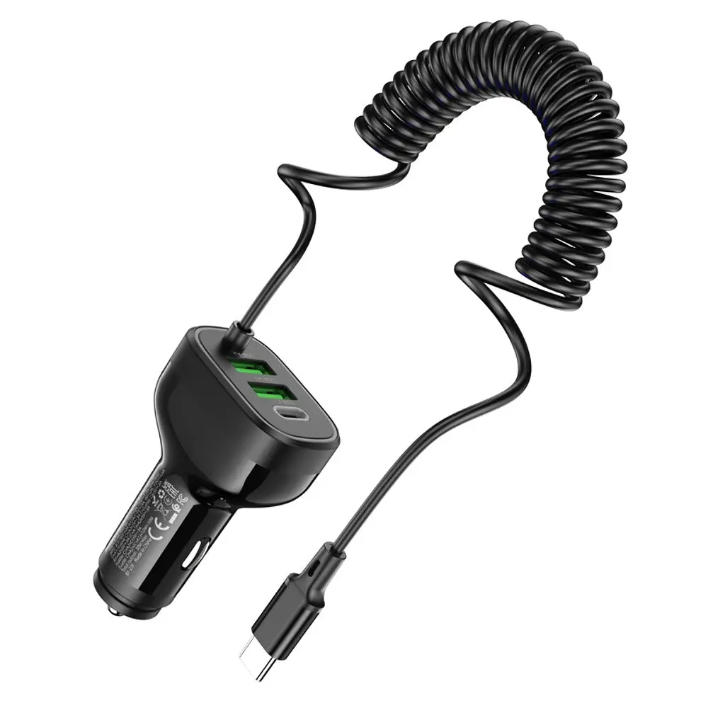 Автомобільний зарядний пристрій Hoco NZ11A 2USB/ Type-C PD 30W чорний + кабель Type-C - фото 8