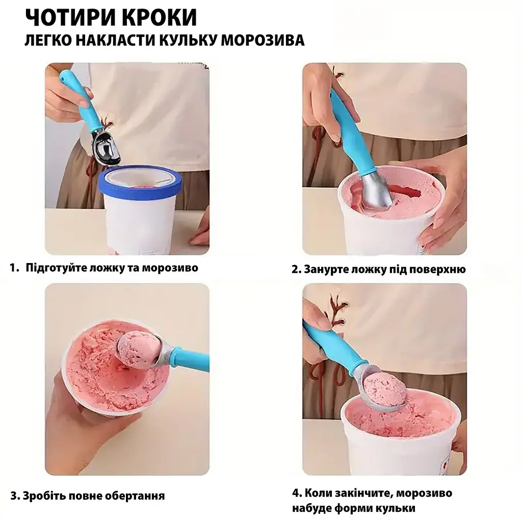 Ложка с силиконовой ручкой для мороженого, бисквитного теста, замороженного йогурта 18 см, Kitchen Master Голубой 87552 - фото 3