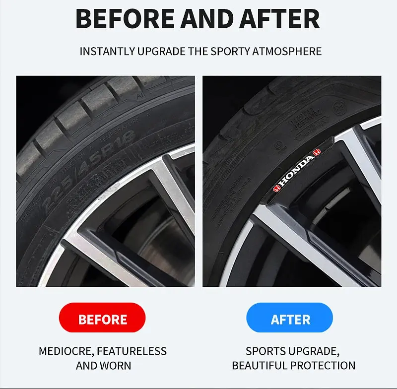 Емблема обода колеса Honda 4 шт Алюміній наклейка на диски на скотчі Чорні - фото 3