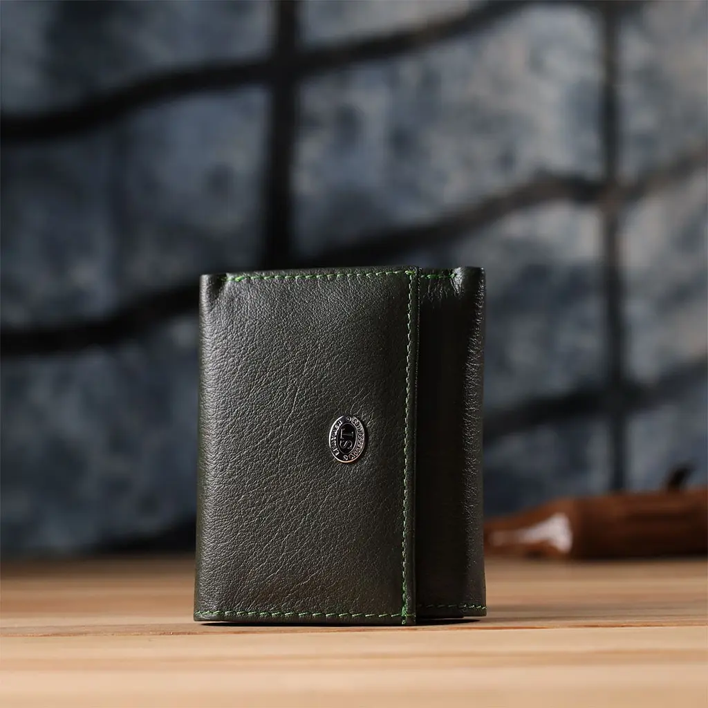 Жіночий мініатюрний гаманець із натуральної шкіри ST Leather 23083 зелений - фото 9