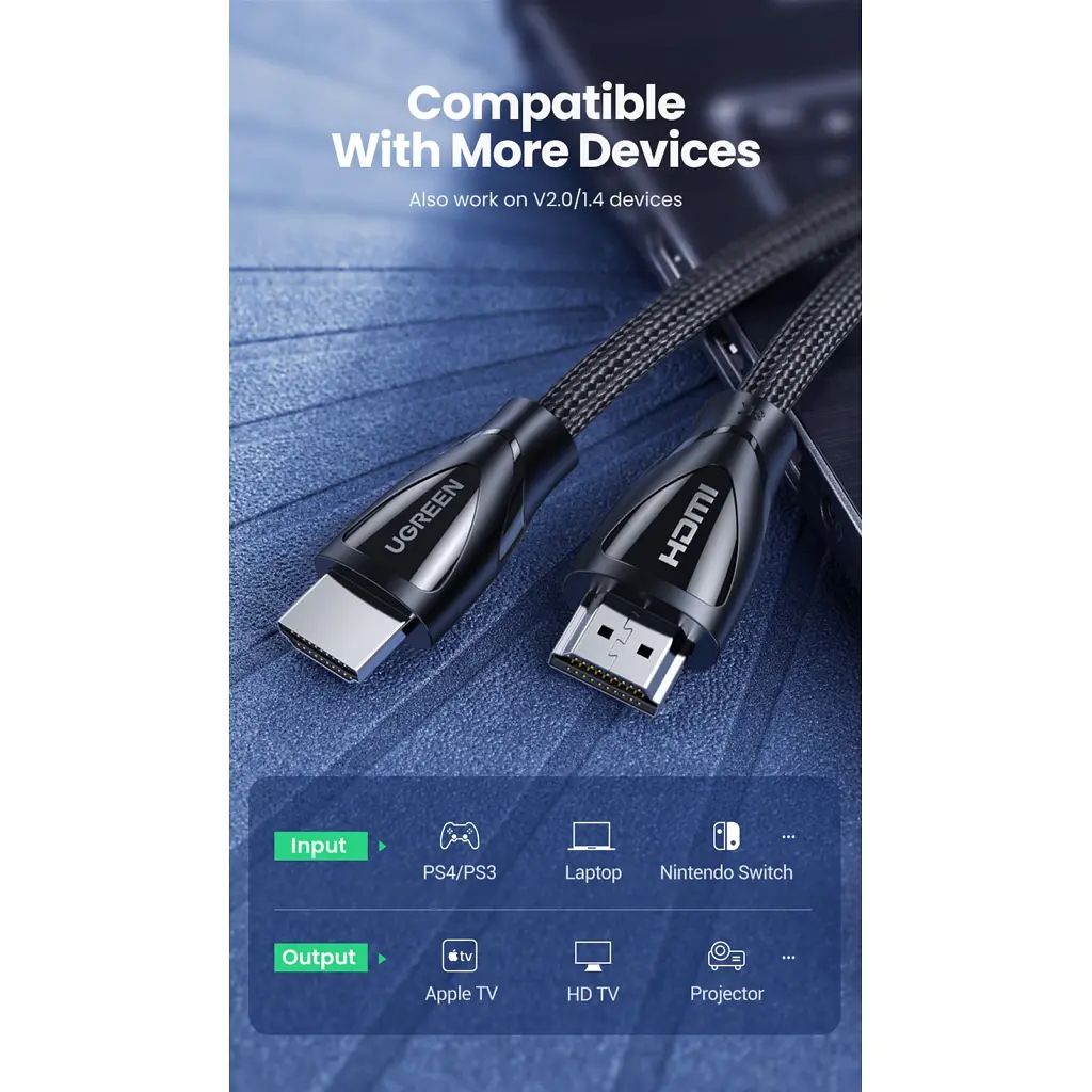Кабель мультимедійний HDMI M to HDMI M 3.0m V2.1 Ugreen (80404) - фото 2