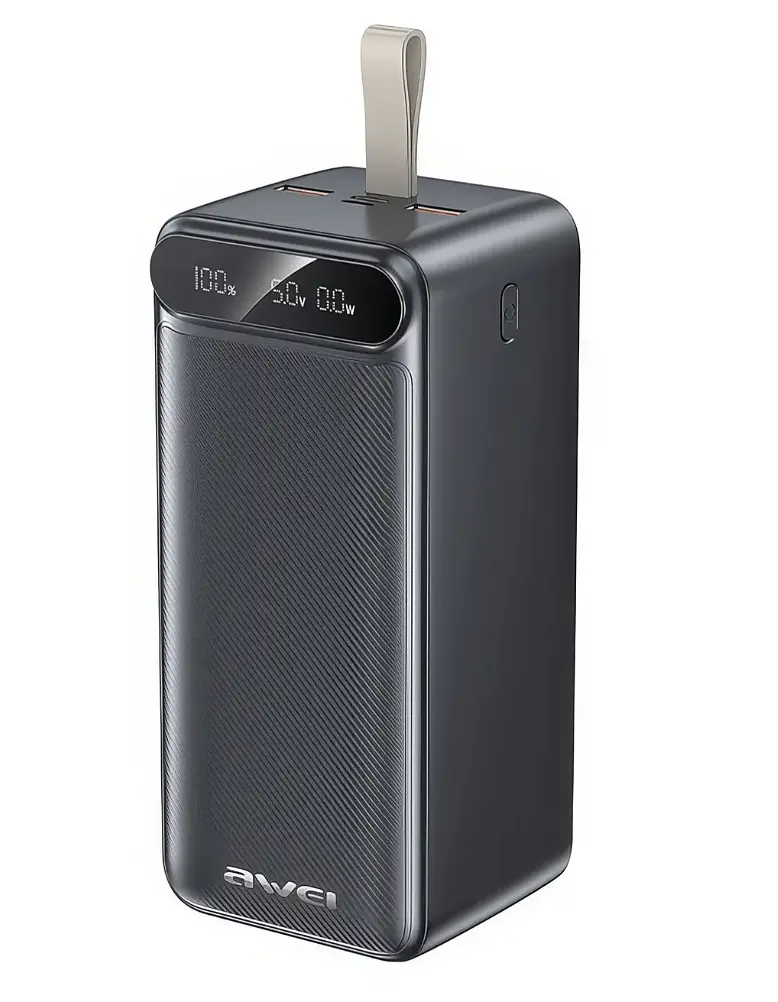 Зовнішній акумулятор Power Bank на 100 000 мАг з дисплеєм і ліхтариком AWEI P101K 22.5W ∙ Power Bank P101K з дисплеєм і LED-лампою