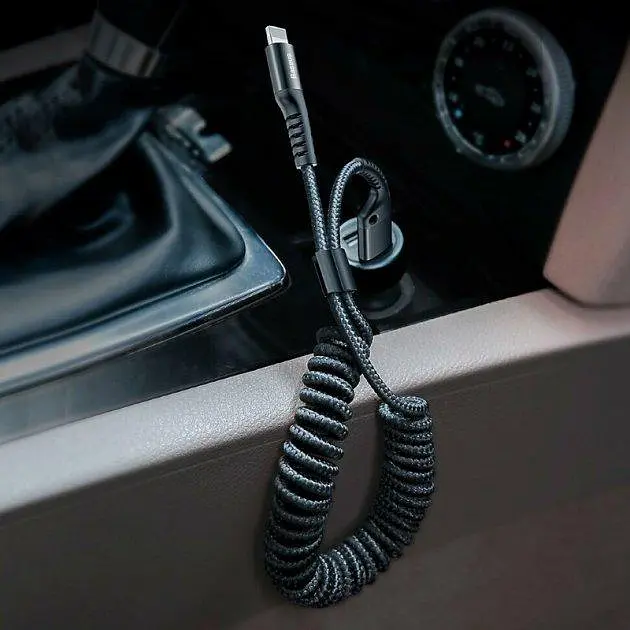 Кабель Baseus Fish Eye Spring Cable USB to Lightning 2A 1m CALSR-01 Black - фото 7