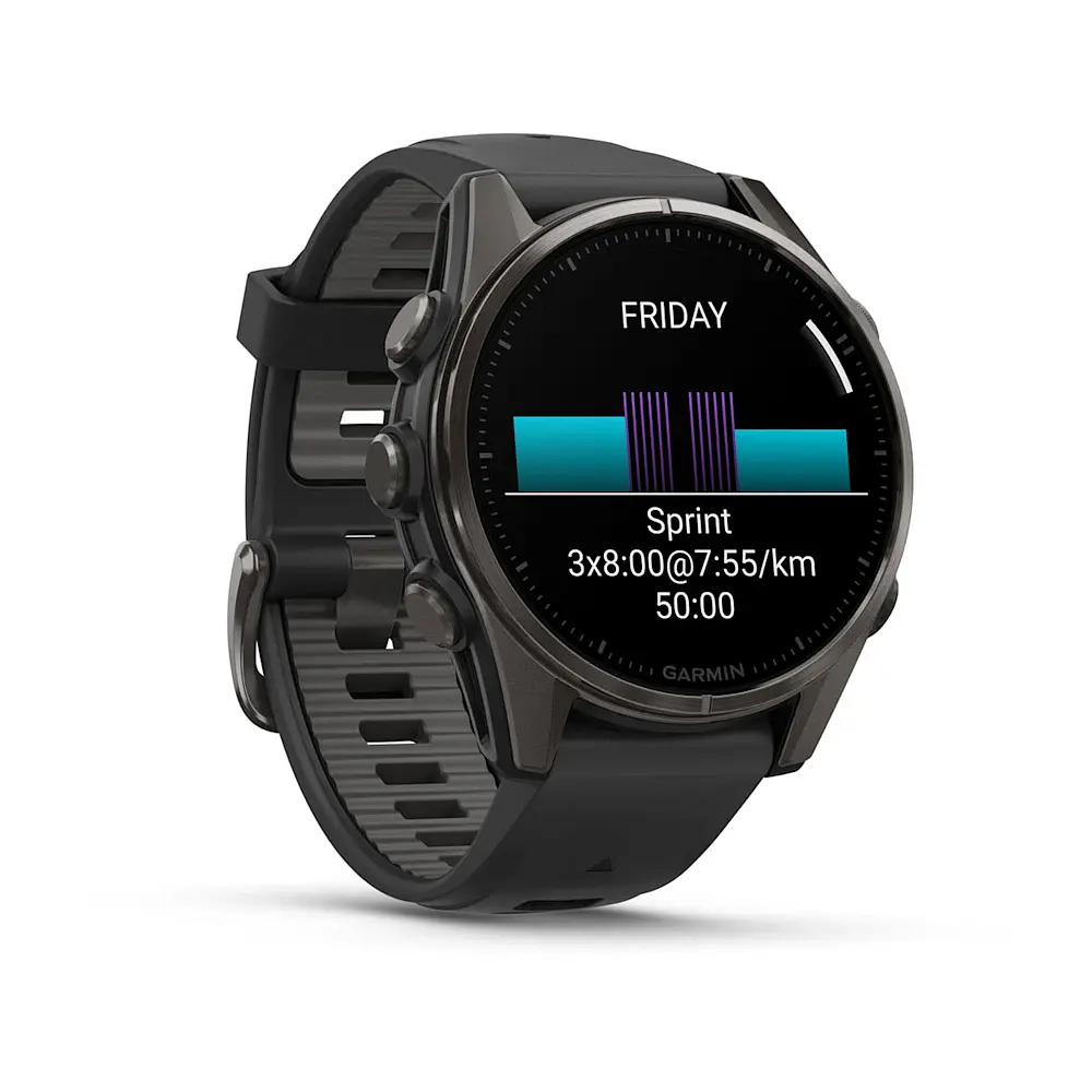 Смарт-часы Garmin Fenix ​​8 43 мм AMOLED Сапфир Черный/Титан Карбоновый DLC с силиконовым ремешком QuickFit 20 мм - фото 2