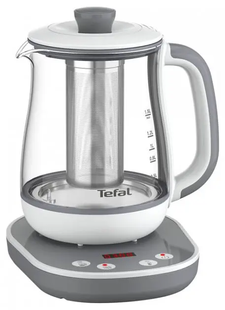 Электрочайник Tefal Tastea tea maker 1.5 л стекло заварник бело-серый kuh0015326 - фото 3