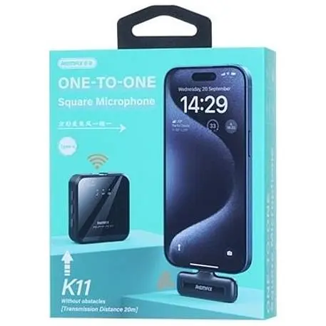 Микрофон петличный беспроводной Remax K11 Type-C Black (100588) - фото 2