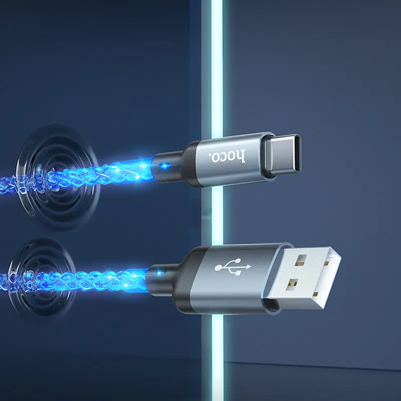 Дата кабель Hoco U 112 Shine 2.4 A USB to Type-C (1 m) Gray - фото 7