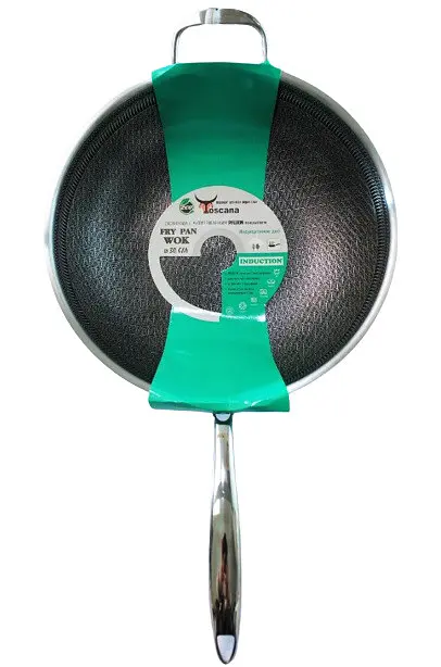 Сковорода WOK глубокая Toscana 9090-32 Fry Pan с антипригарным покрытием PFLUON 32 см. - фото 2