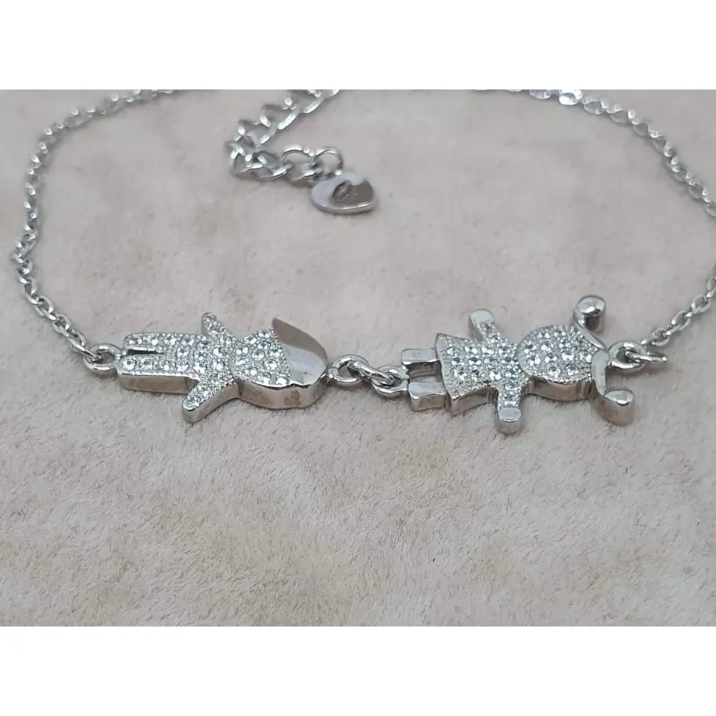 Срібний браслет TOP Silver Солодка парочка з фіанітами. 550152Б - фото 2