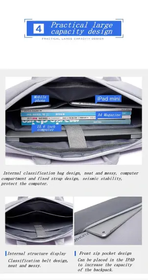 Сумка для ноутбука Zunwei Y09 15.6" Сірий (1356553112) - фото 6