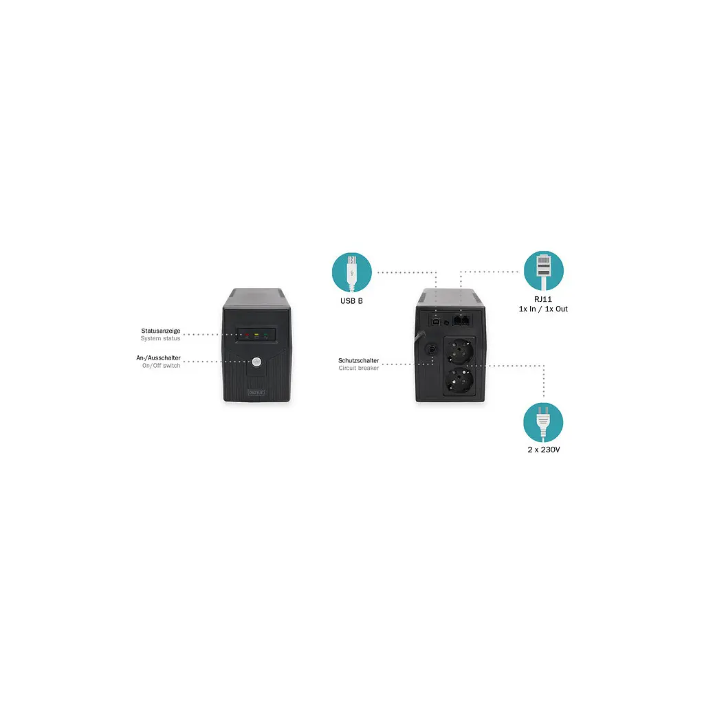 Пристрій безперебійного живлення Digitus 600VA DN-170063 (DN-170063) - фото 4