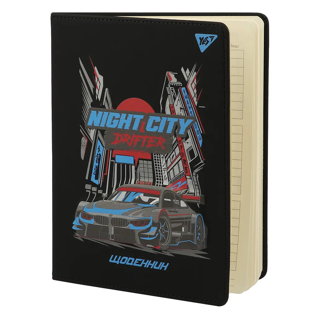 Щоденник шкільний YES PU твердий Night city drifter A5 Різнокольоровий 40 аркушів (911609) - фото 2