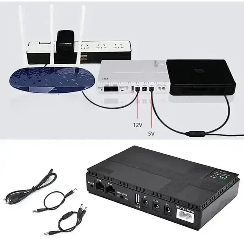 ДБЖ для роутера Merlion MINI DC1018P, 18W, Output: USB-5V, DC-5V/9V/12V, POE-15/24V, 1/2A, Li-ion 10400mAh, 160х105х32мм - фото 7