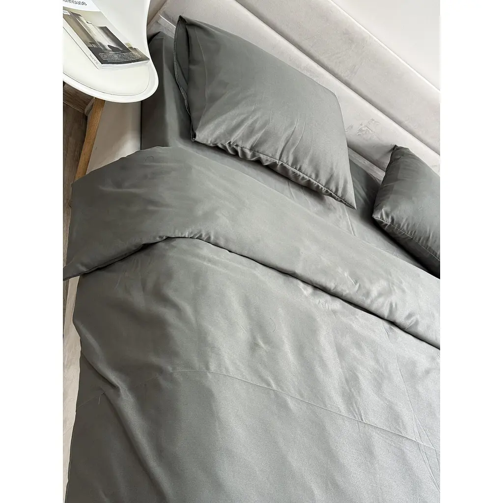 Комплект постільної білизни Ecotton Nid Grey євро полісатин сірий (25192) - фото 4