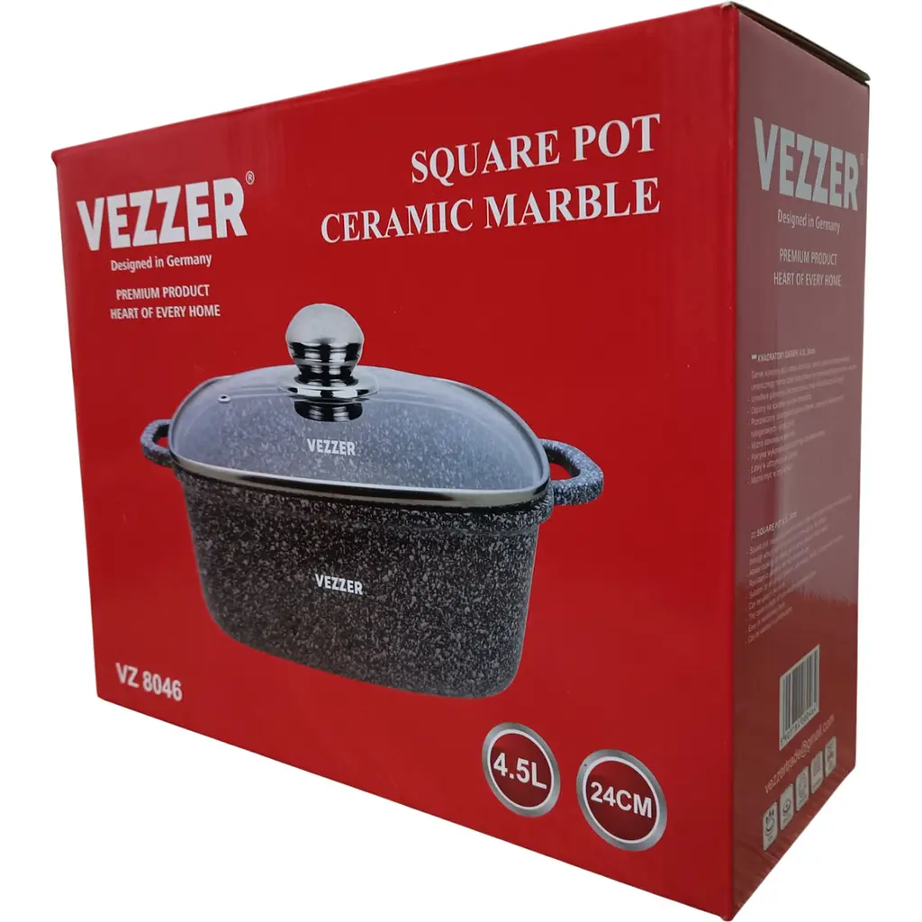 Каструля Vezzer квадратна з кришкою 24 см 4.5 л сіра (VZ8046) - фото 9