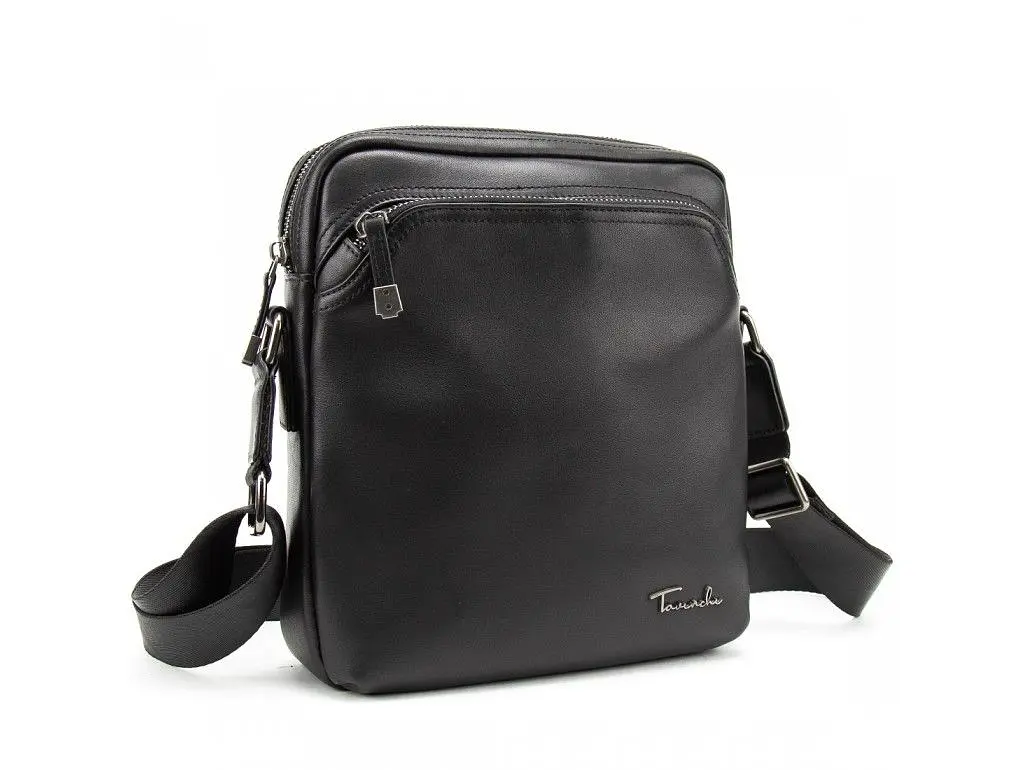 Чоловіча чорна шкіряна сумка через плече Tiding Bag SM8-9686-4A - фото 3