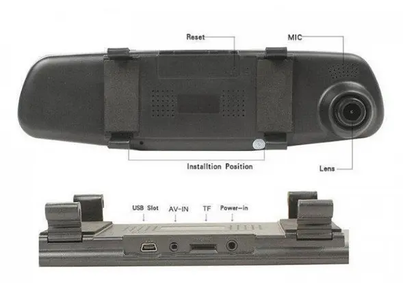 Зеркало авторегистратор 1433 экран 4,3" FHD 2 камеры - фото 10