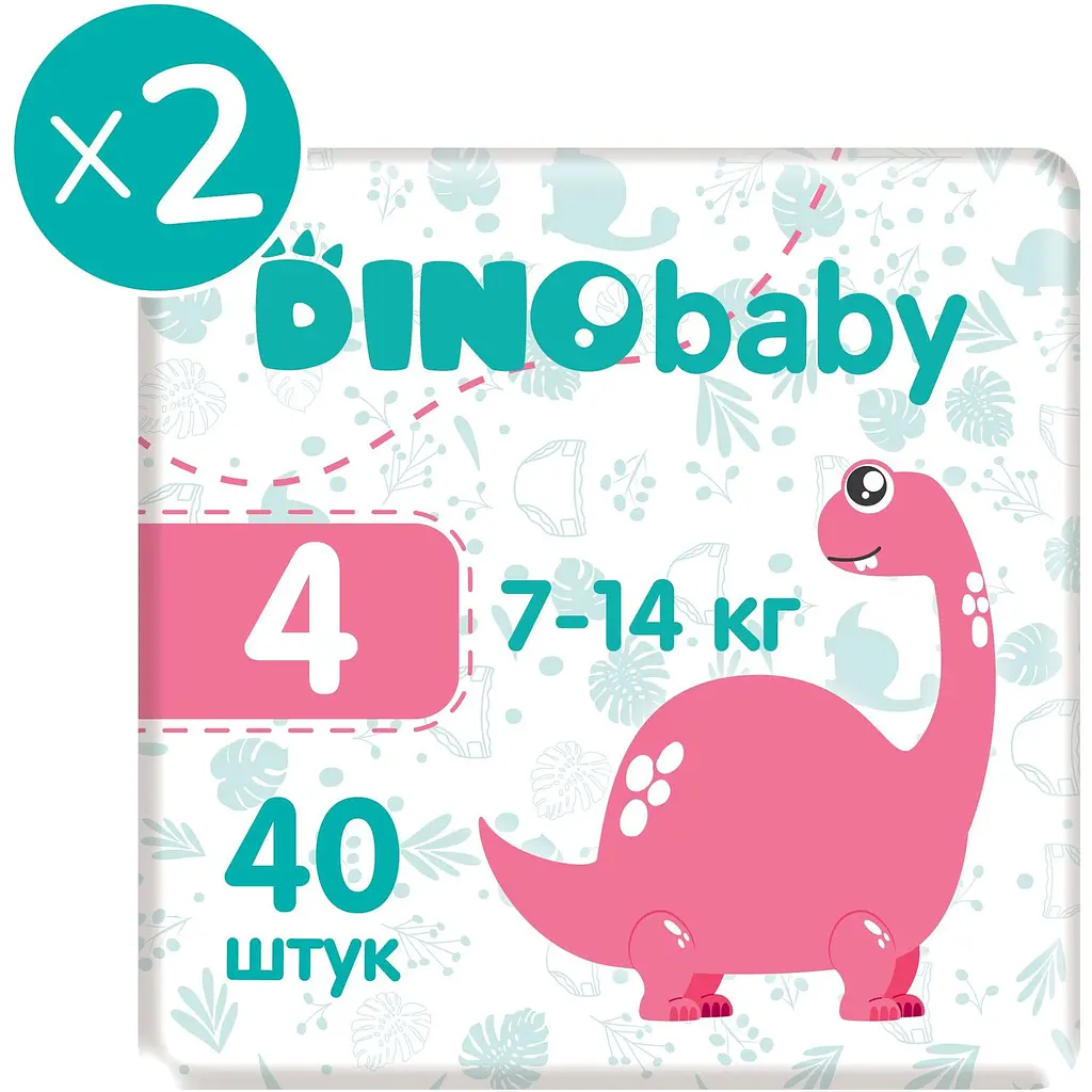 Набор подгузников Dino Baby 4 (7-14 кг) 80 шт. (2 упаковки по 40 шт.) - фото 2