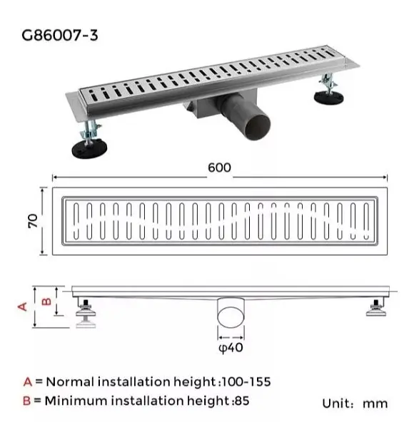 Душовий трап Gappo 70х600 мм, нержавіюча сталь G86007-3 - фото 6