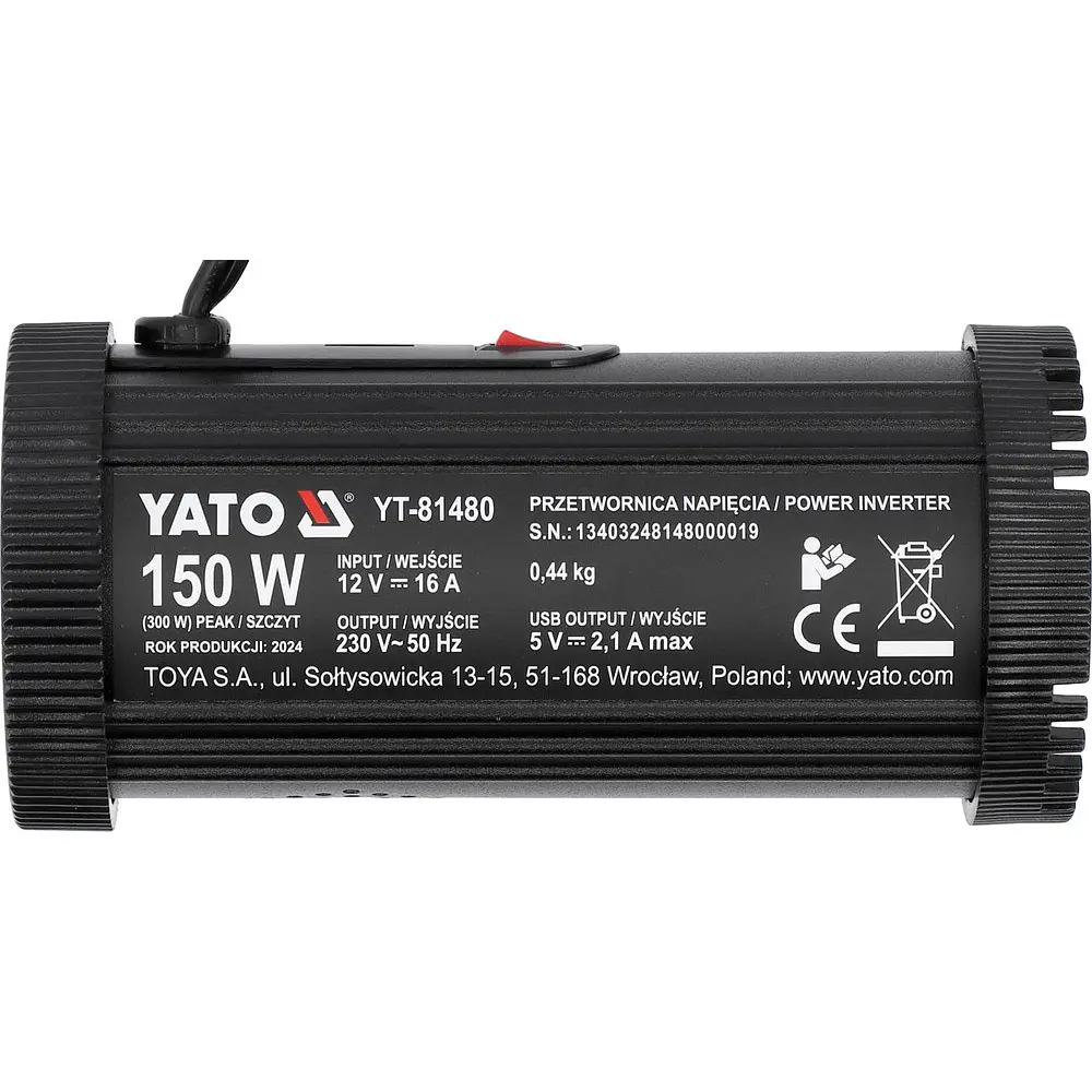 Інвертор автомобільний Yato 12/230 В 150 Вт (YT-81480) - фото 5
