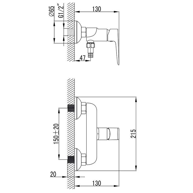 Змішувач LUGANO Ø25 для душу CORSO CH-1D147C (9620300) - фото 3