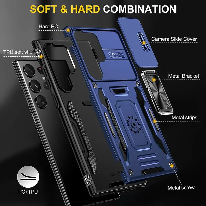 Чехол ударопрочный Epik Camshield Army Ring для Samsung Galaxy S24 Ultra Синий/Navy - фото 2