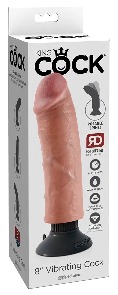 Вібратор King Cock Vibrating Cock 8 Inch 20.3 см тілесний - фото 2