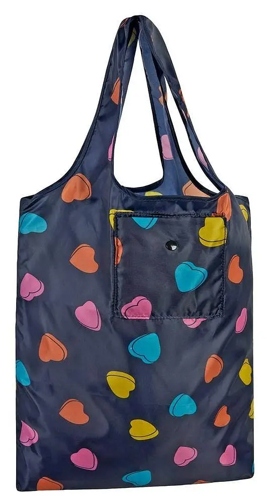 Сумка-шопер складна Hanson Faltshopper 44x38 см нейлон синя з сердечками - фото 3