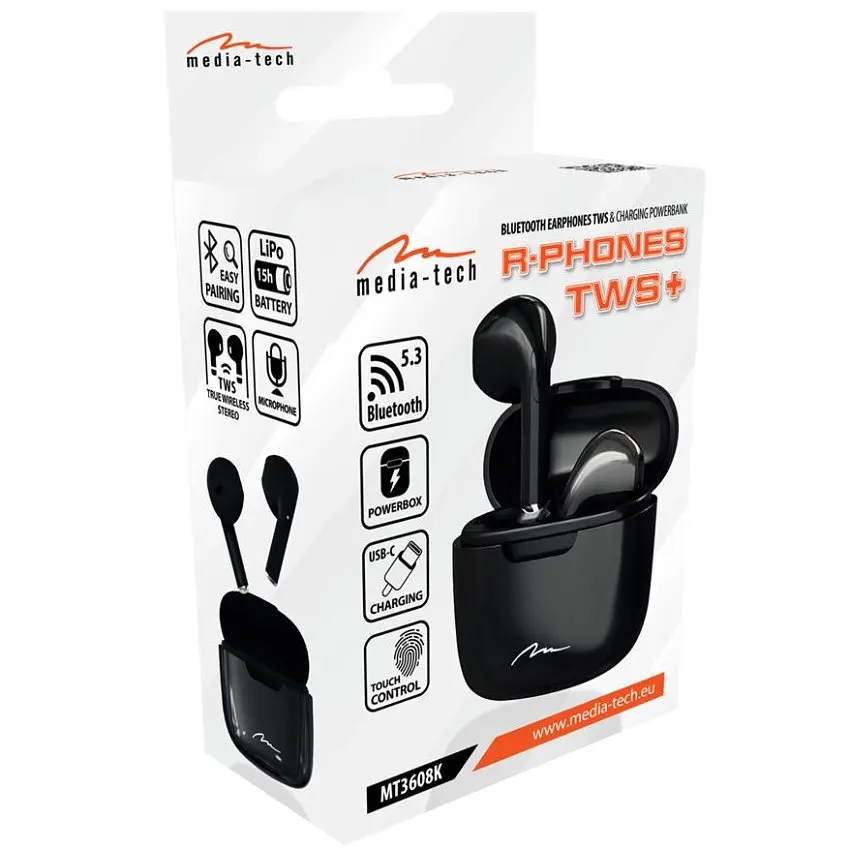 Навушники TWS Media-Tech R-PHONES, BT 5.3, Чорний - фото 7