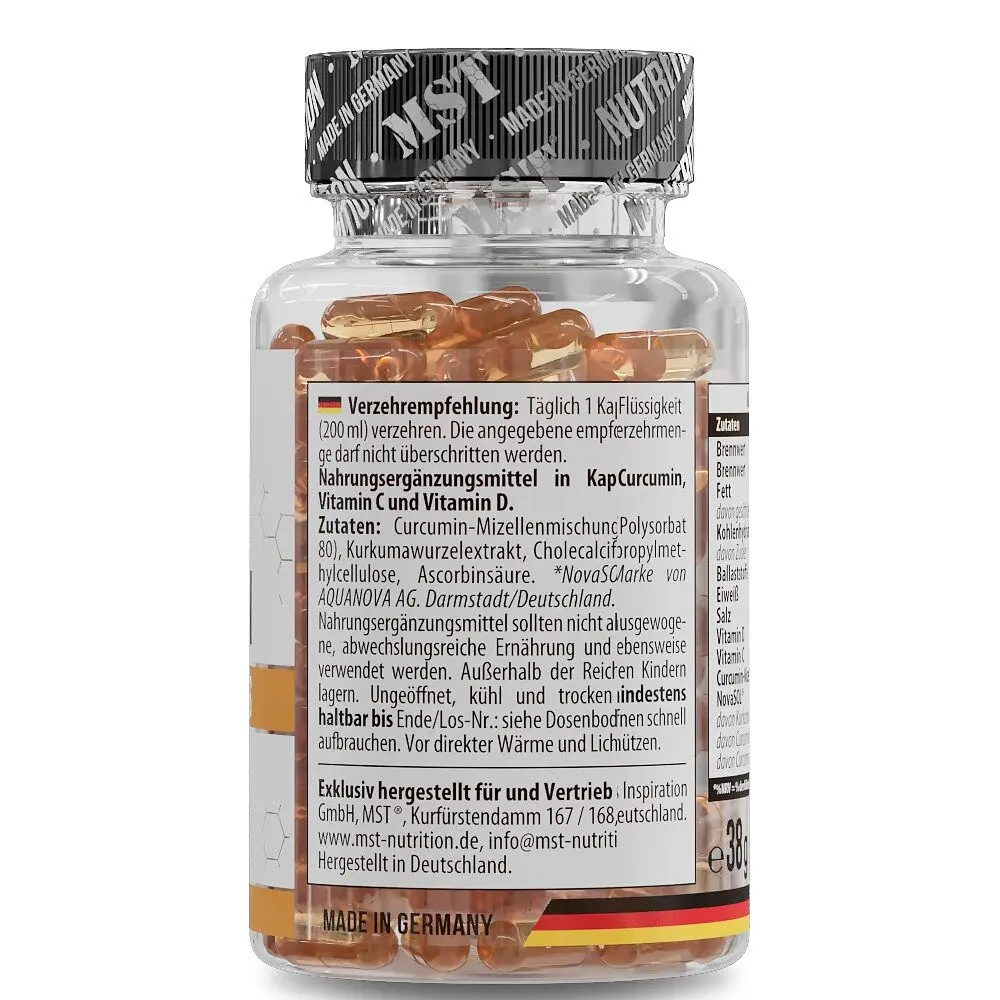 Куркумін MST Nutrition Curcumin NovaSOL, 60 капсул для підтримки суглобів та імунітету - фото 2