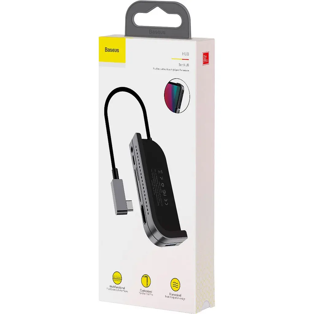USB-хаб Baseus Bend Angle No.7 Multifunctional Type-C Hub Converter Dark Gray (CAHUB-WJ0G) [77940] - фото 7