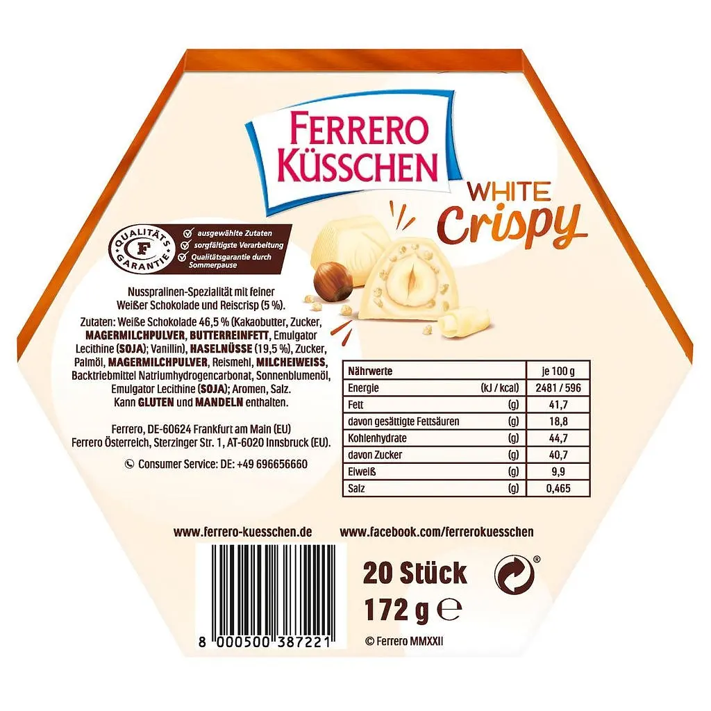 Конфеты Ferrero Kusschen White Crispy 172 g - фото 3