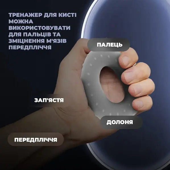 Эспандер кистевой PowerPlay силиконовый PP-4338 Hand Grip Large 25 кг Серый (PP_4338_Grey_25kg) - фото 5