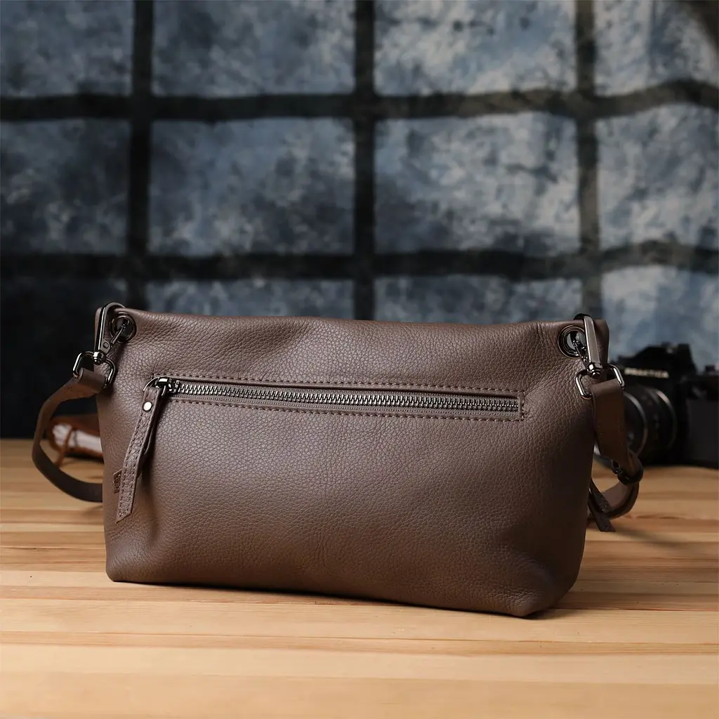 Зручна сумка жіноча на плече з натуральної шкіри Vintage 23006 коричнева - фото 10