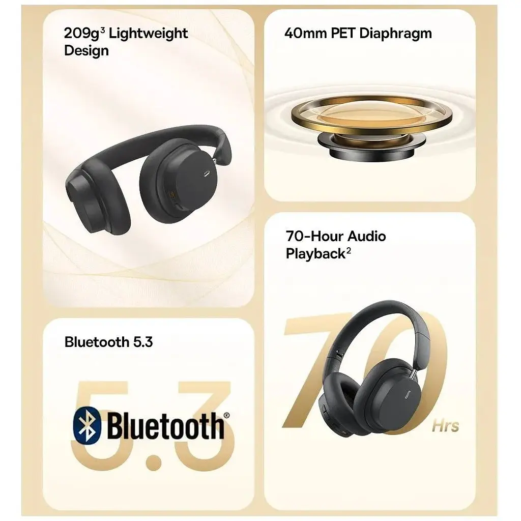 Наушники Baseus Bowie D05 полноразмерные беспроводные до 70 часов - фото 8