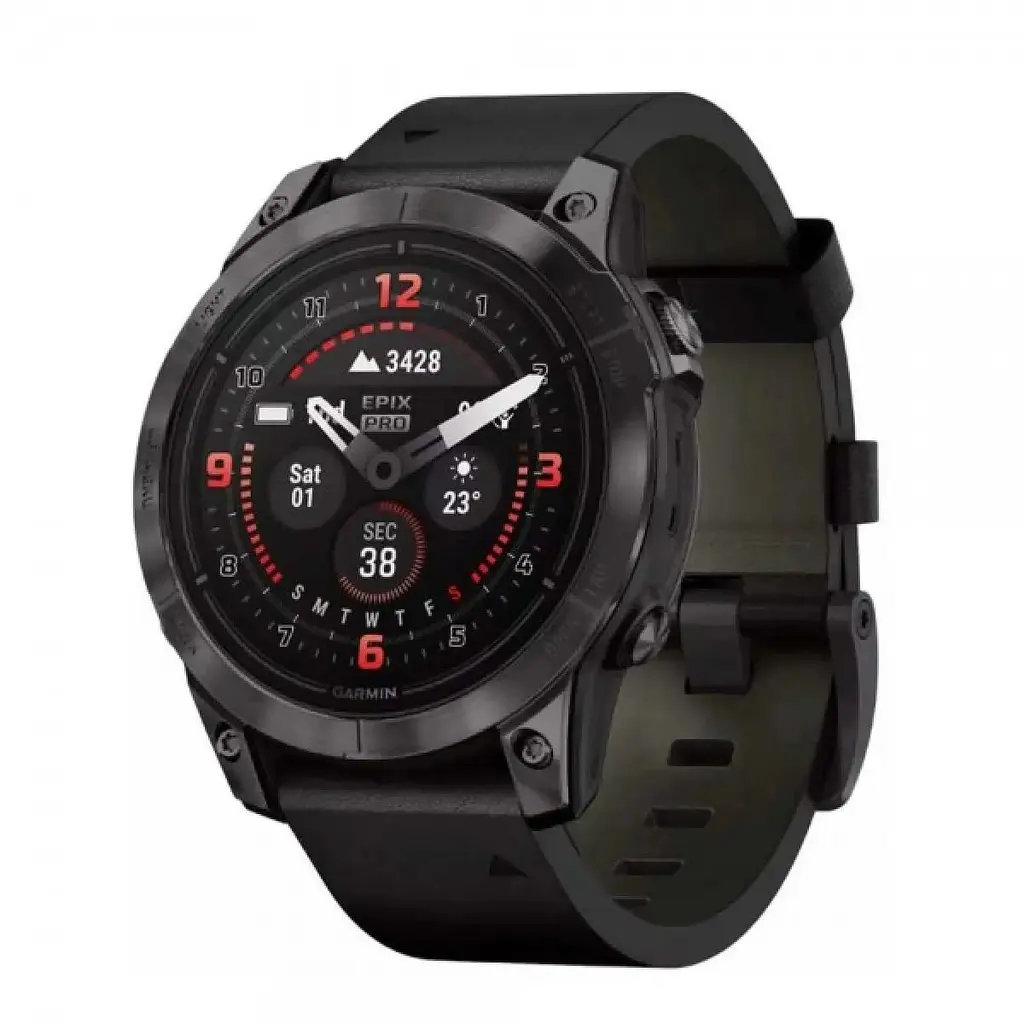 Garmin Epix Pro Gen 2 Sapphire 47mm Carbon G. DLC Tit. with B. Leather Band (010-02803-30) - фото 1