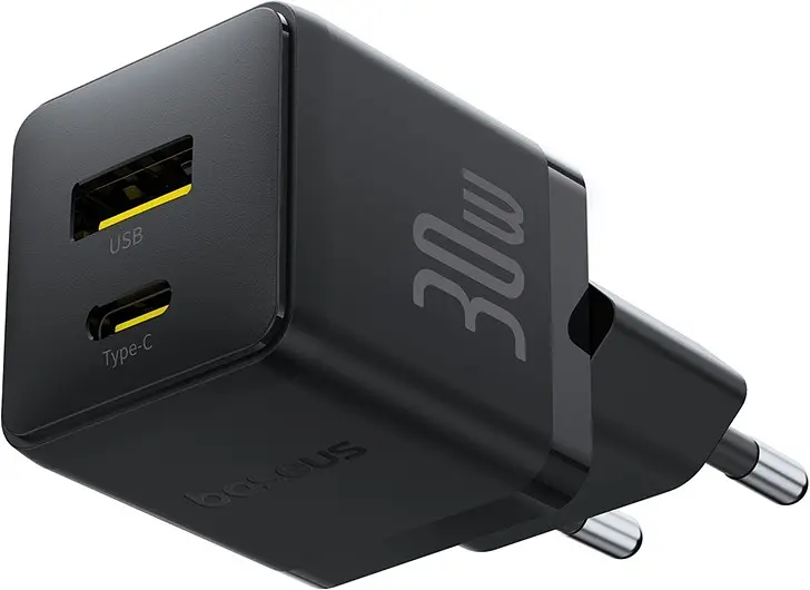 Мережевий зарядний пристрій Baseus Palm C+U 30W EU USB-C to USB-C cable black (P1011160A113-01) - фото 3