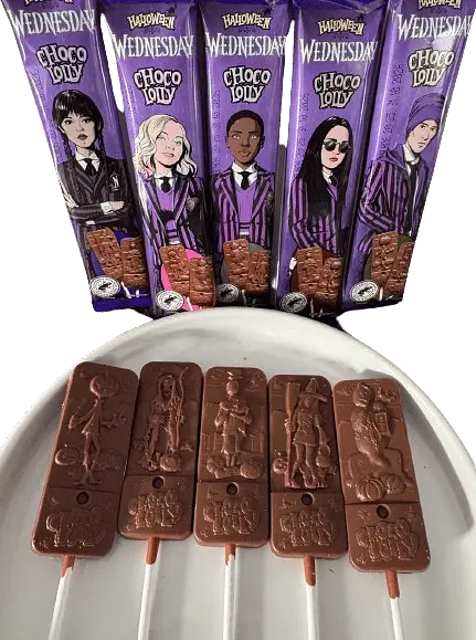 Шоколадні цукерки на паличці​​​​​​​ Halloween Wednesday Choco Lolly 10шт х 15г - фото 5