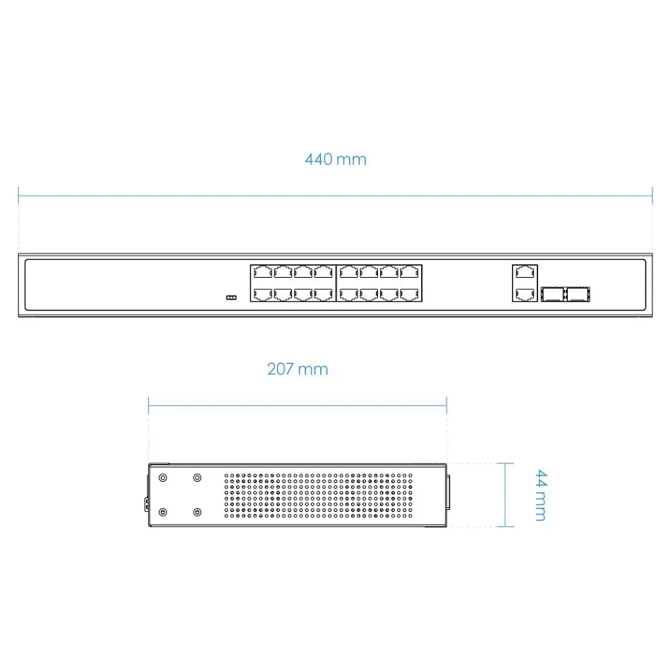 Комутатор Vivotek AW-FGT-180D-250, Unmanaged 16xFE PoE + 2xGE Combo Switch - фото 2
