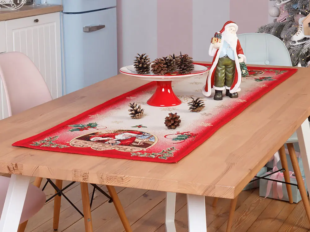 Ранер Lefard Home Textile Jouets гобеленовий новорічний з люрексом 100х40 см біло-червоний - фото 2