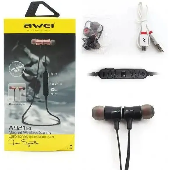 Наушники беспроводные Awei A921BL Bluetooth гарнитура магнитная - фото 3
