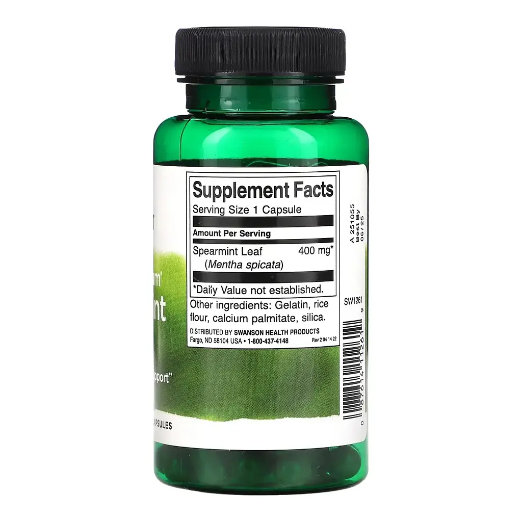Листя м'яти Swanson Full Spectrum Spearmint Leaf 400 mg 60 caps (1086-2023-10-4065) - фото 2