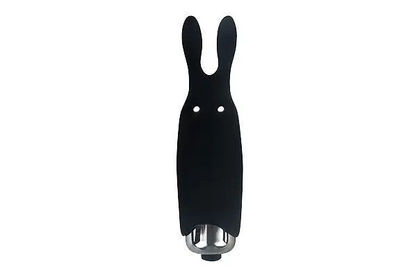 Віброкуль зі стимулюючими вушками Adrien Lastic Pocket Vibe Rabbit Black, 8.5х2.3 см (чорна) - фото 2